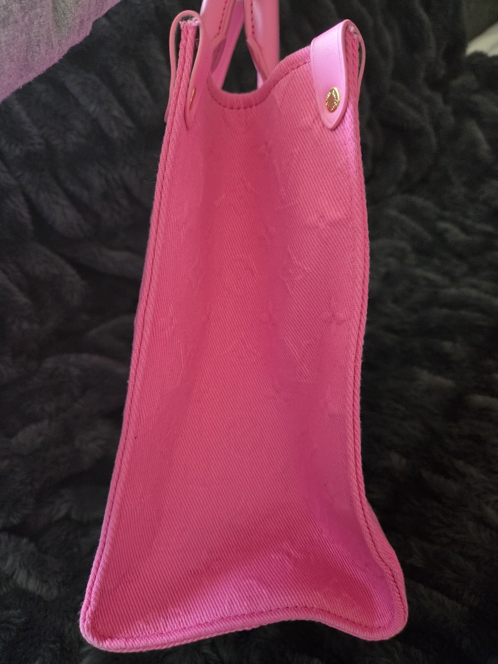 Neon Pink Embossed Tote With 2 Strap Options - Picture 7 of 11